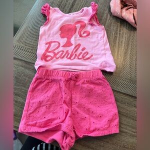 Barbie matching short set with extra shirt 2T